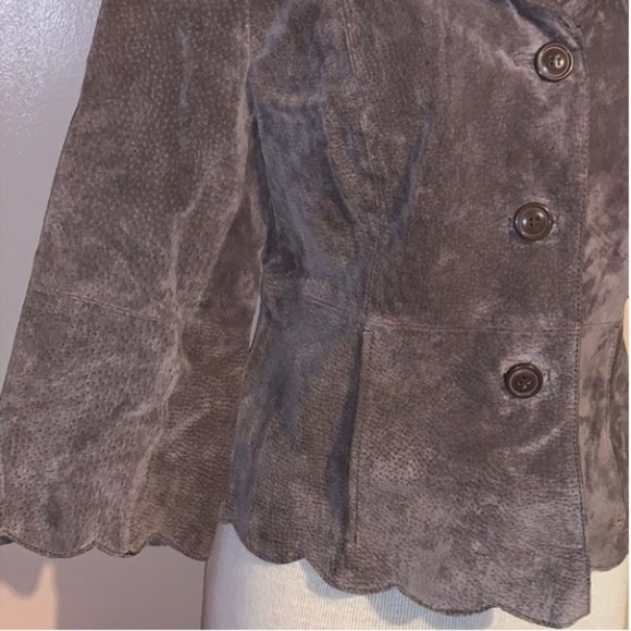 Bamboo Traders Leather Blazer with Scallop Edge details SizeXL - Picture 13 of 13